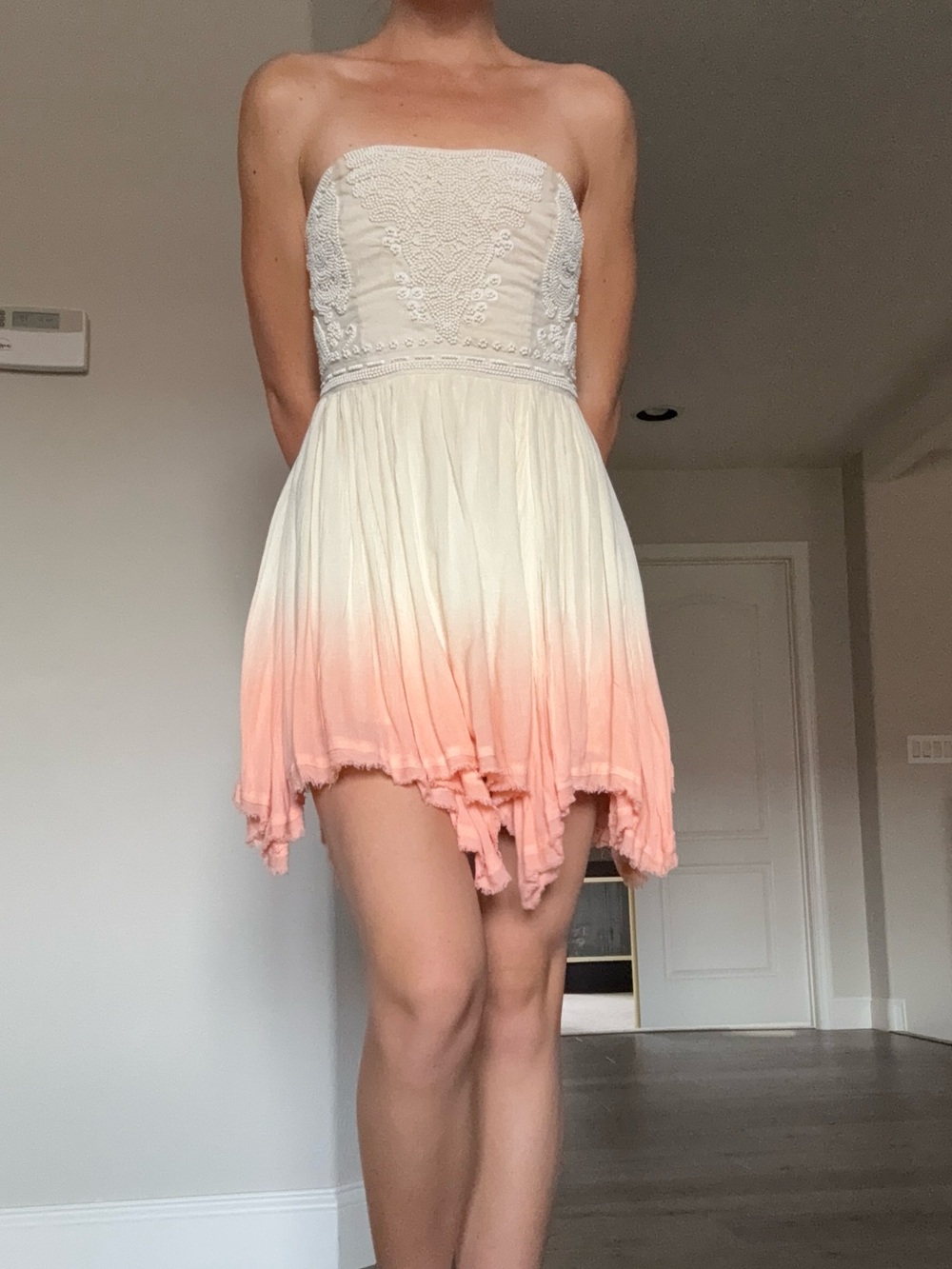 Ecote Strapless Cream to Peach Ombre Mini Dress